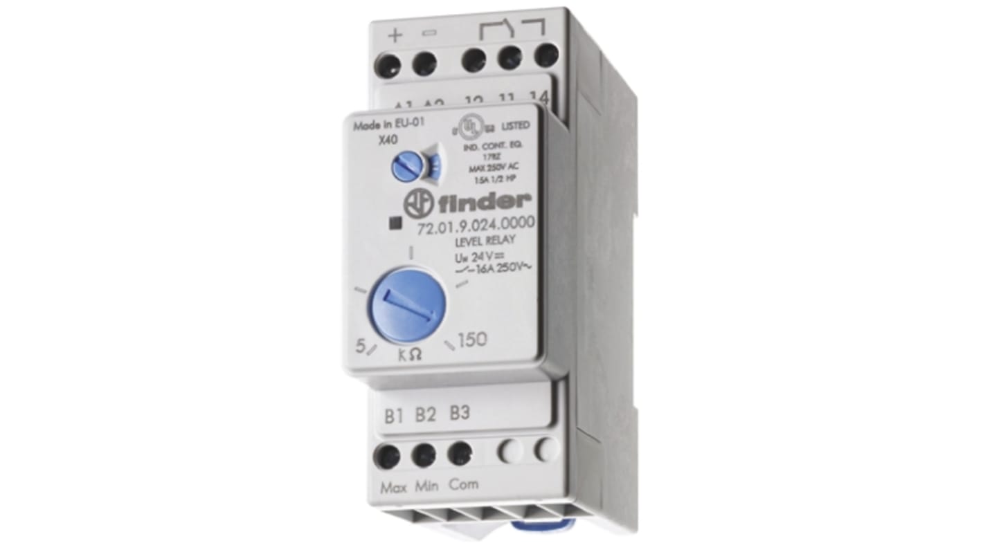 Finder Level Monitoring Relay, 1 Phase, SPDT, DIN Rail