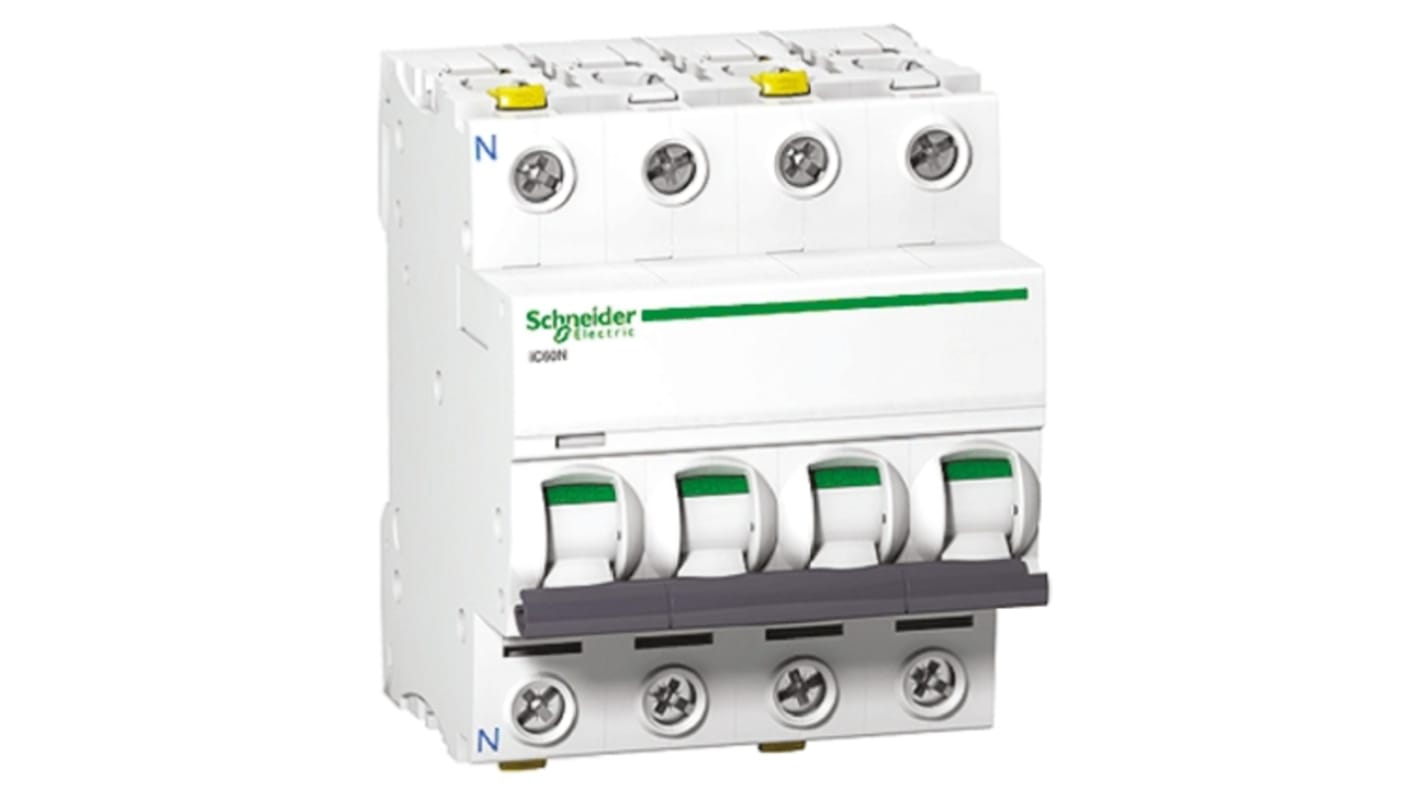 Schneider Electric Acti 9 iC60H MCB, 4P, 2A Curve C, 440V AC, 220 → 250V DC, 10 kA Breaking Capacity