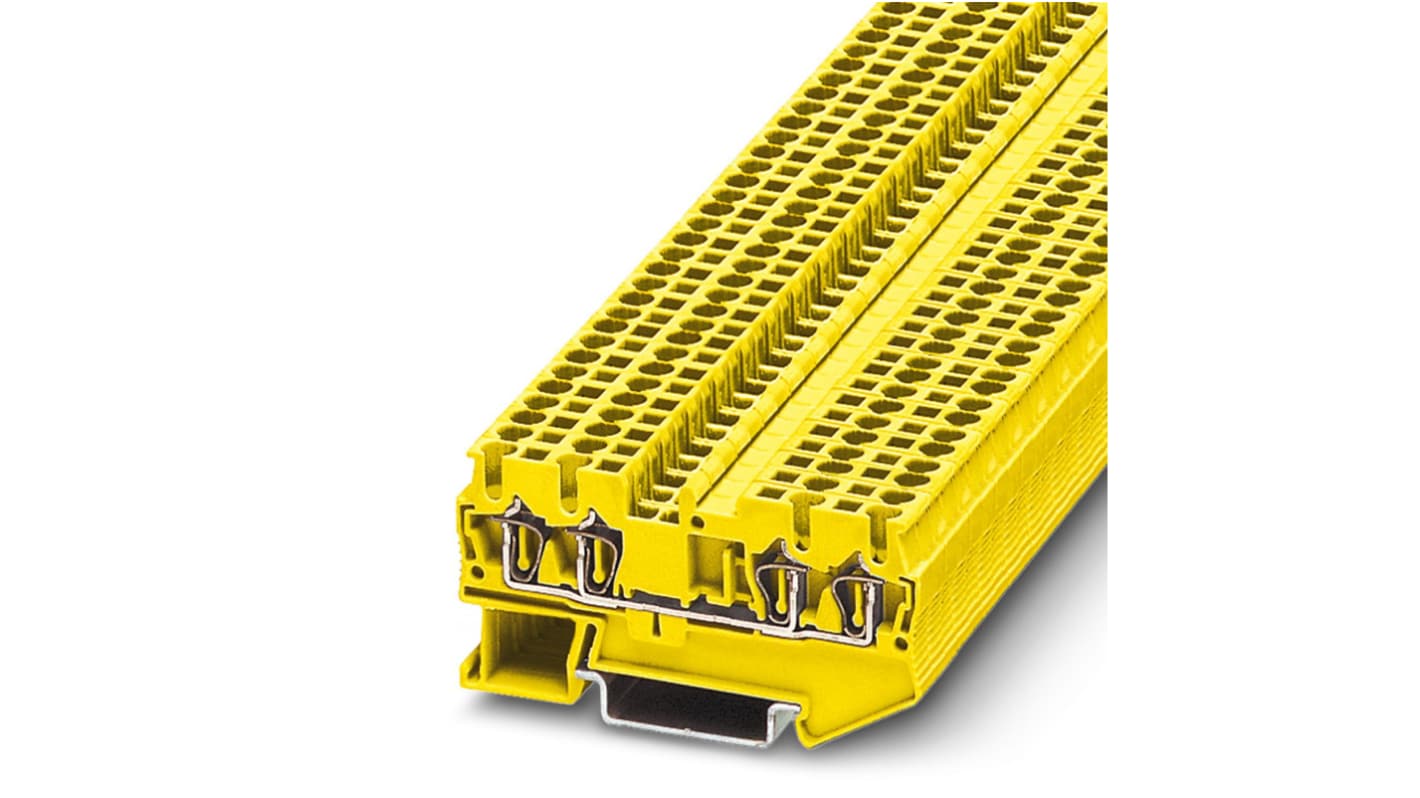Phoenix Contact3037436 ST 2.5-QUATTRO YE Series DIN Rail Terminal Block,  Single-Level, Spring Clamp Termination