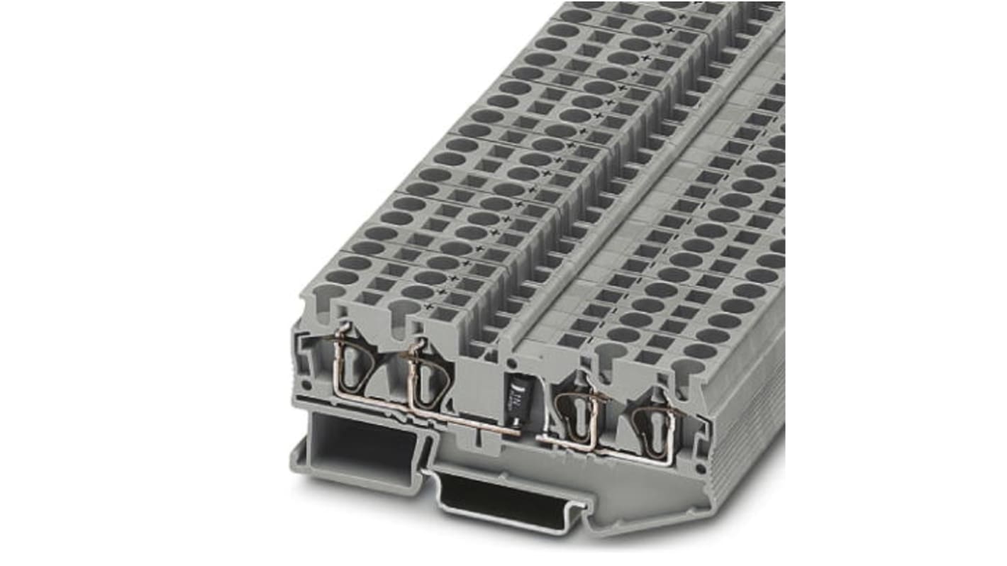 Phoenix Contact 3037782 ST 4-QUATTRO-DIO 1N 5408/L-R Series Grey, Single-Level, Spring Clamp Termination