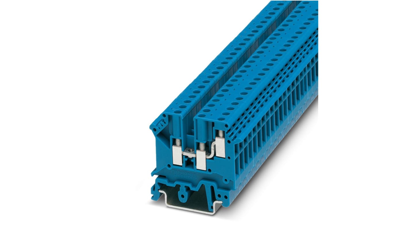 Bloc de jonction rail DIN à fusible Phoenix Contact UK 5-TWIN BU, A visser, Bleu