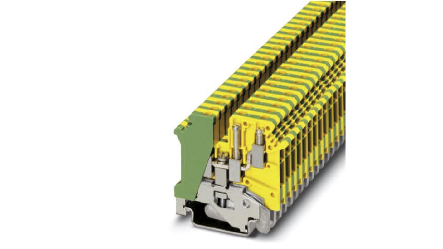 Phoenix Contact 1923076 UK 5-TWIN-PE Series Green/Yellow, Double-Level, Screw Termination