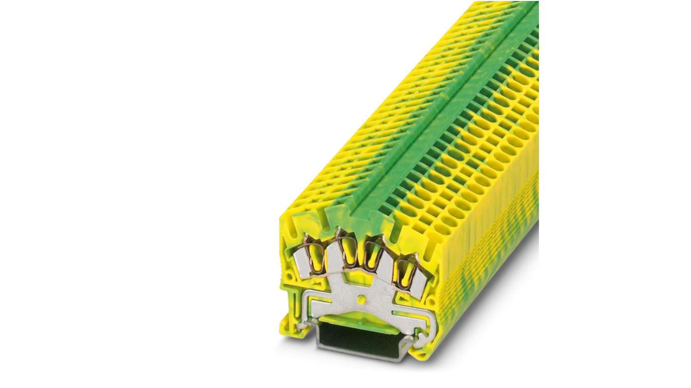 Phoenix Contact 3031759 STS 2.5-QUATTRO-PE Series Green/Yellow, Single-Level, Spring Clamp Termination