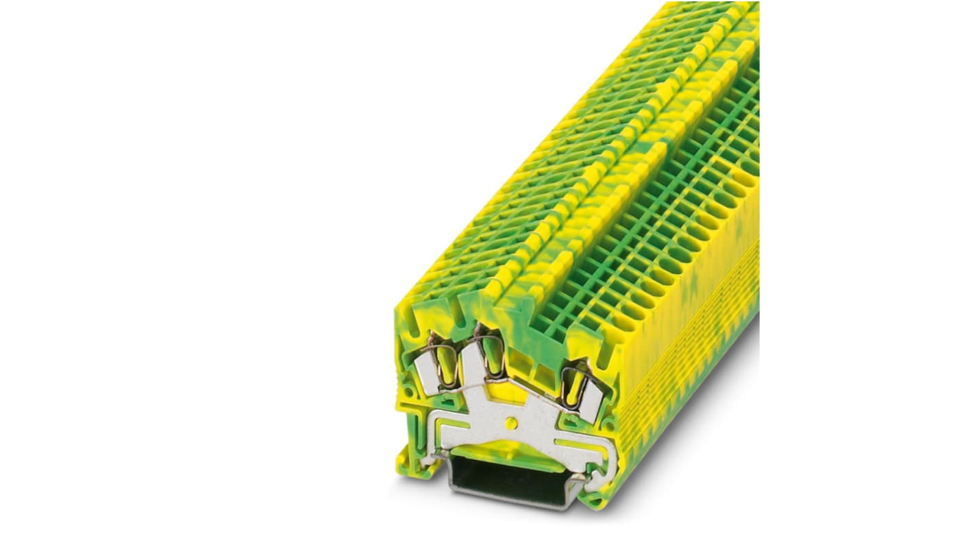 Phoenix Contact 3031733 STS 2.5-TWIN-PE Series Green/Yellow, Single-Level, Spring Clamp Termination