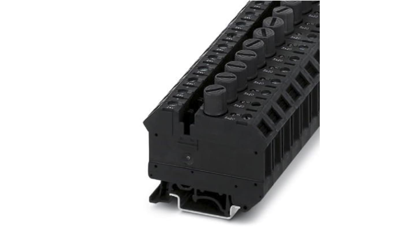 Phoenix Contact 3005138 UK 10-DREHSILED 24 (5X20) Series Black, Single-Level, Screw Termination, Fused