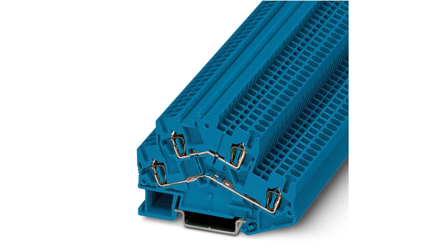 Phoenix Contact STTBS 2.5 BU Series Blue DIN Rail Terminal Block, Double-Level, Spring Clamp Termination