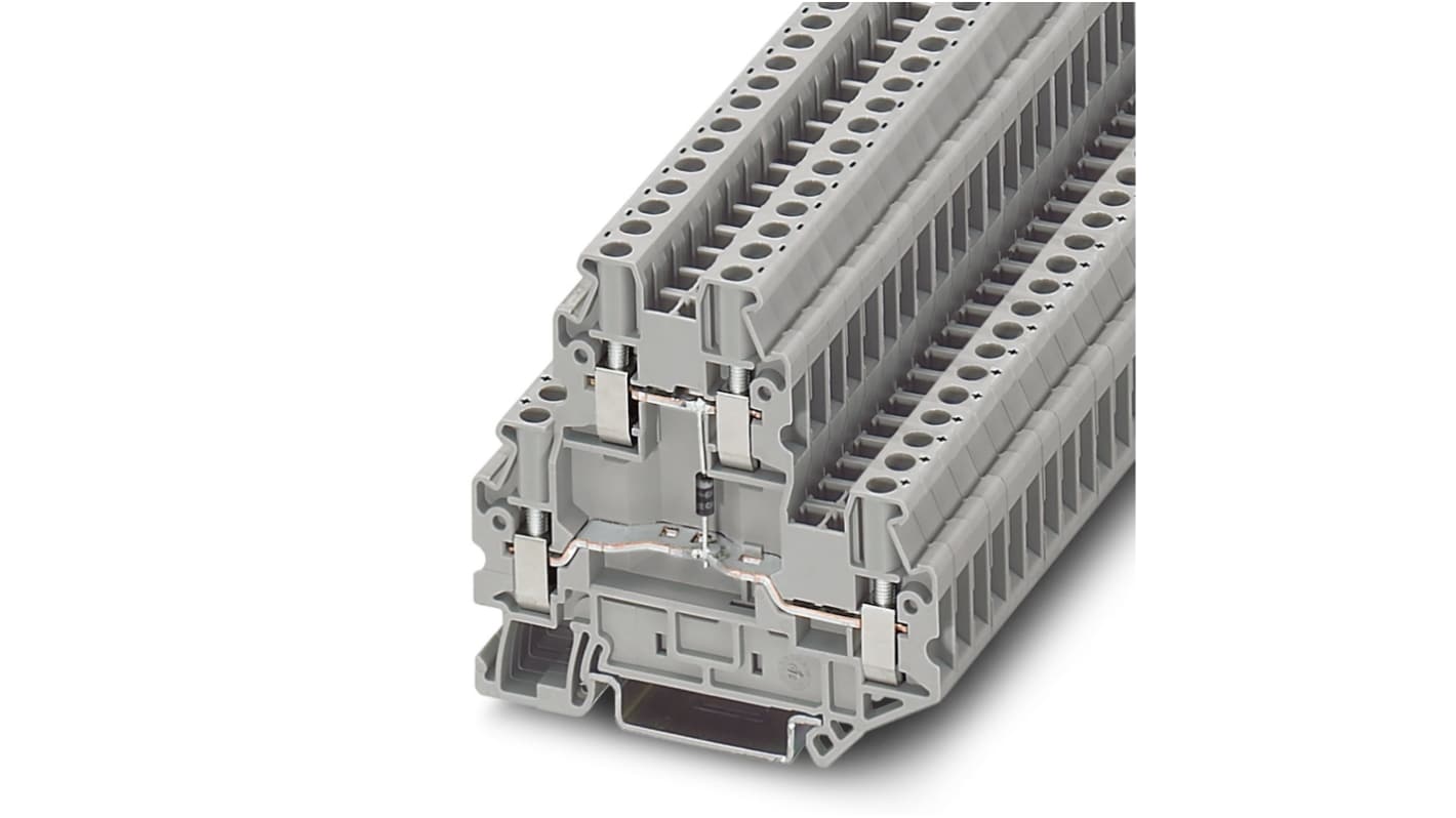 Morsettiera per guida DIN Phoenix Contact, Grigio, livello Doppio, 28A