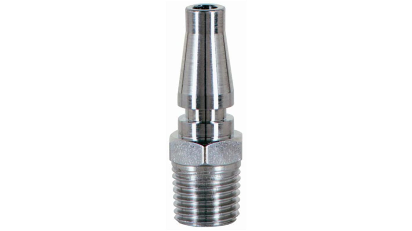 Parker Steel Male Pneumatic Quick Connect Coupling, R 1/4 Male Threaded
