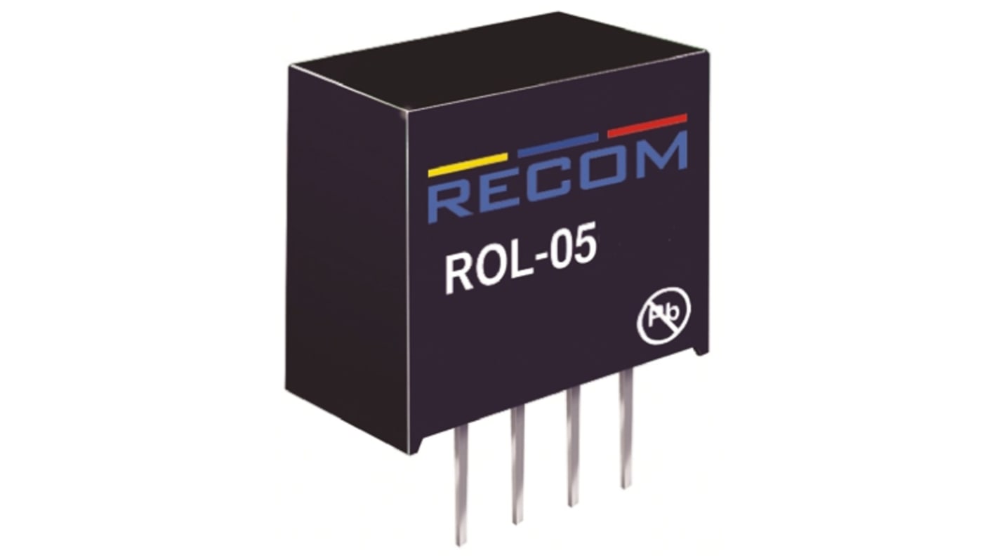 Recom ROL DC-DC Converter, 12V dc/ 42mA Output, 4.5 → 5.5 V dc Input, 0.5W, Through Hole, +85°C Max Temp -40°C