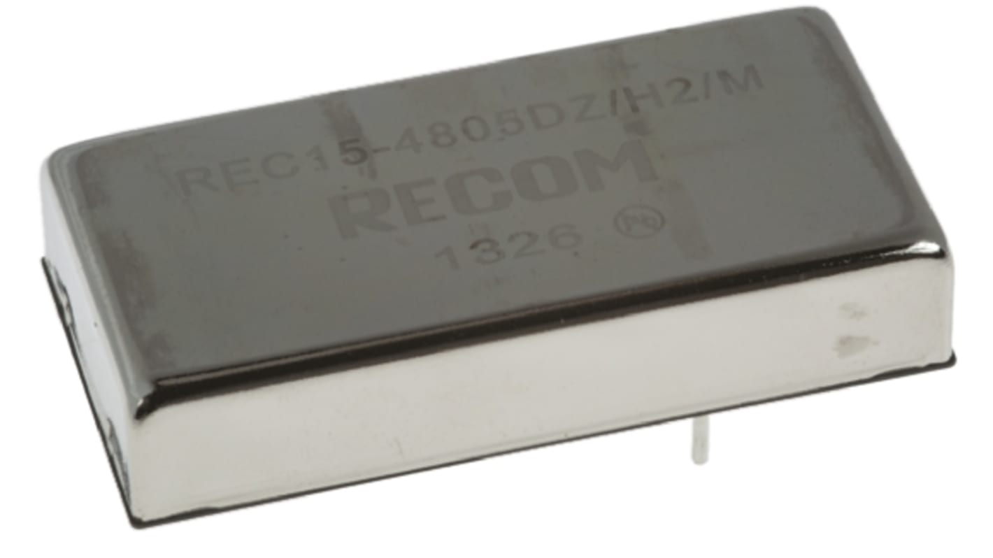 Recom REC15 Isolated DC-DC Converter, ±5V dc/ ±1.5A Output, 18 → 75 V dc Input, 15W, Through Hole, +65°C Max