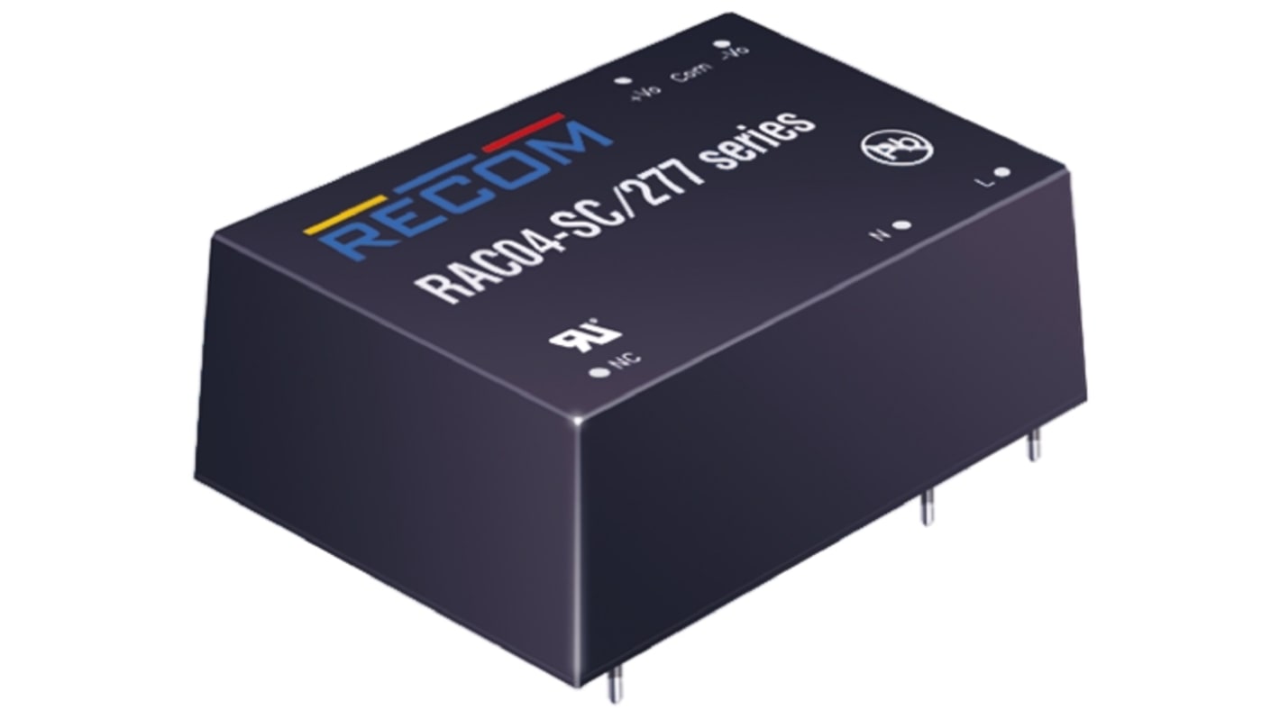 Recom RAC04-SC/277 Schaltnetzteil, 24V dc / 167mA 4W 80 → 305V ac Gekapselt, PCB-Montage