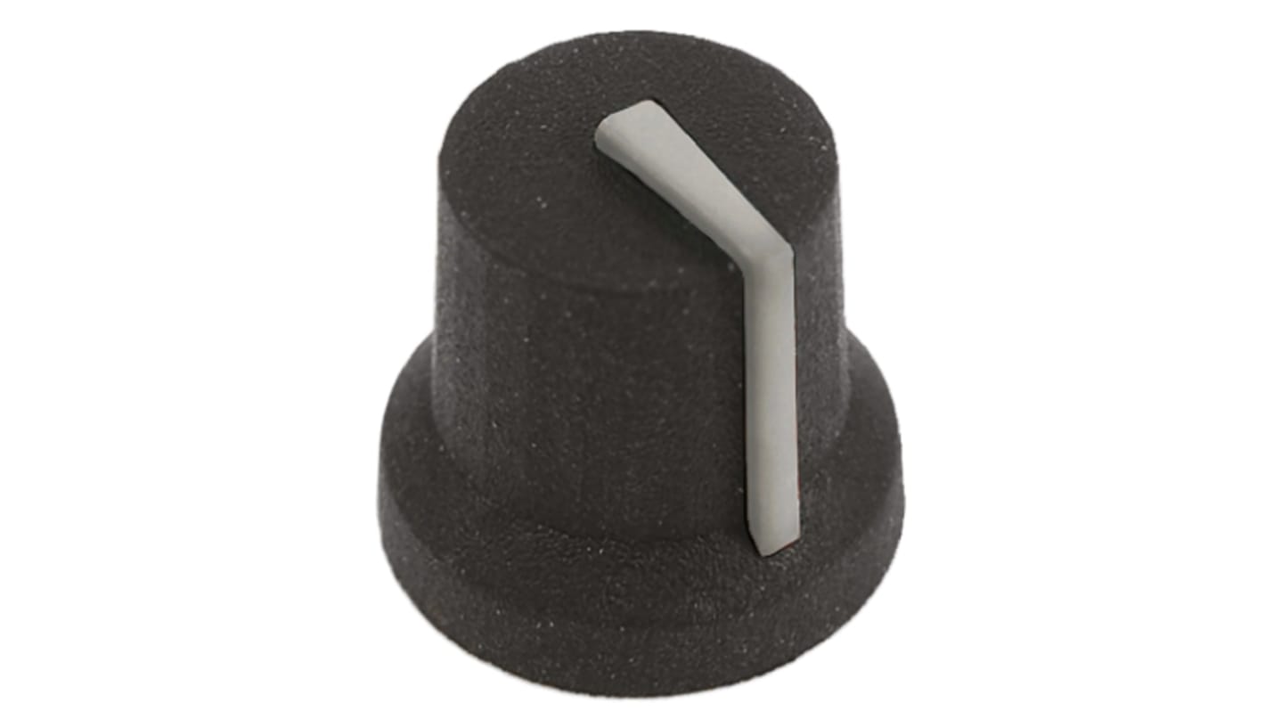 Manopola per potenziometro RS PRO, Ø 16.8mm, albero da 6mm (A forma di D), col. Nero