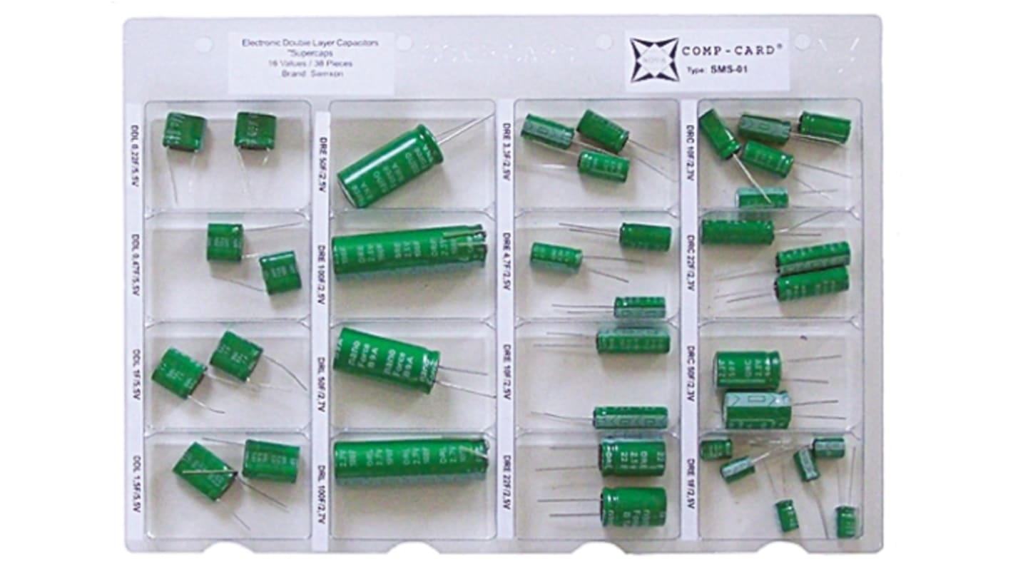 Kit de condensador Nova, SMS-01, 38 piezas, Condensadores (súper condensadores) Comp-Card System, Montaje en orificio