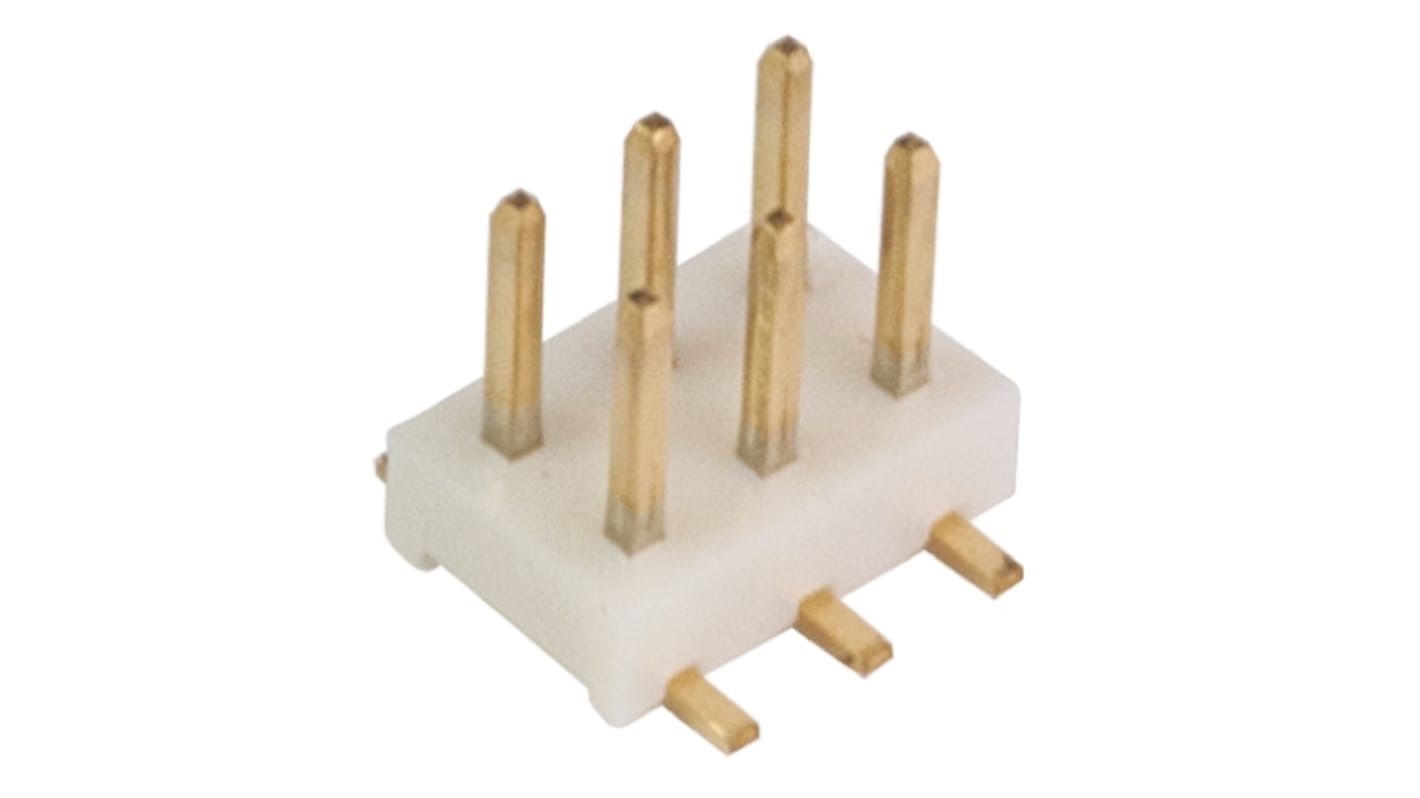 Hirose A3 Series Straight Surface Mount Pin Header, 6 Contact(s), 2.0mm Pitch, 2 Row(s), Unshrouded