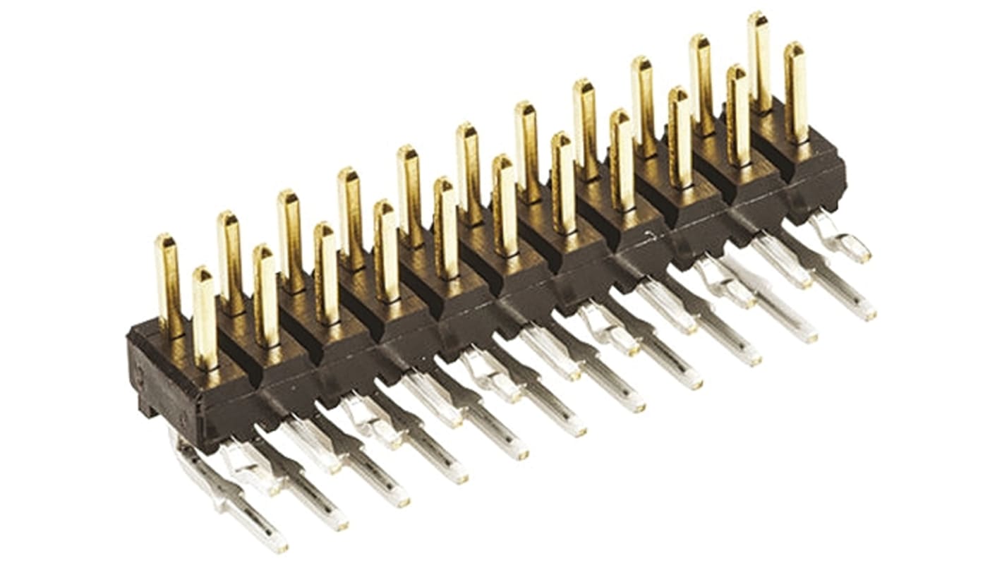 Hirose A3B Series Right Angle Through Hole Pin Header, 22 Contact(s), 2mm Pitch, 2 Row(s), Unshrouded