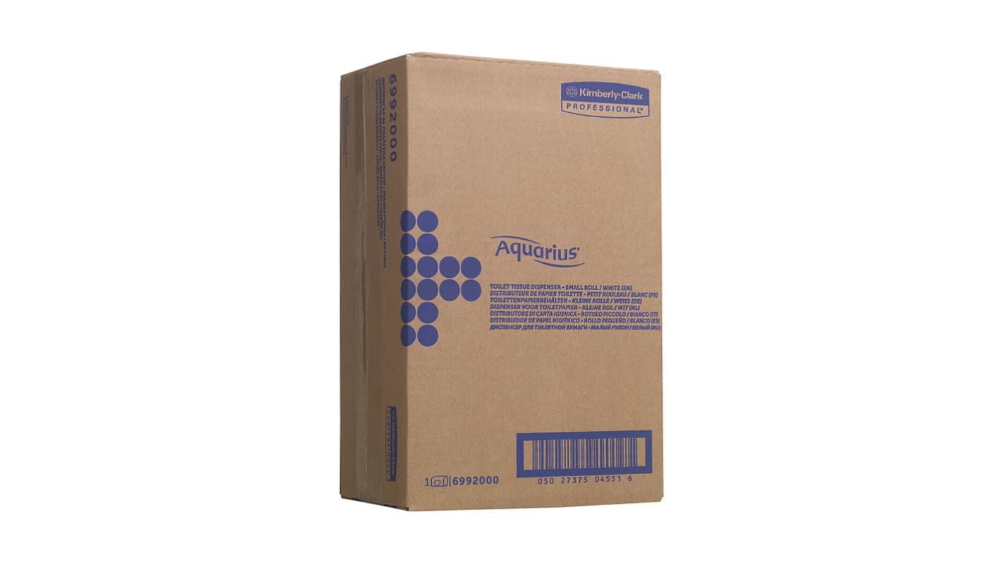 Kimberly Clark White Plastic Toilet Roll Dispenser, 180mm x 130mm x 290mm
