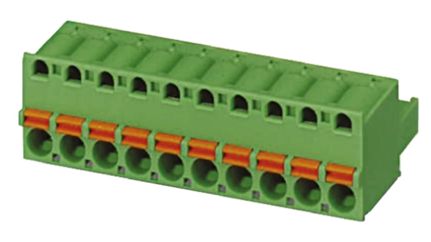 Phoenix Contact 5mm Pitch 2 Way Pluggable Terminal Block, Plug, Cable Mount, Push In Termination