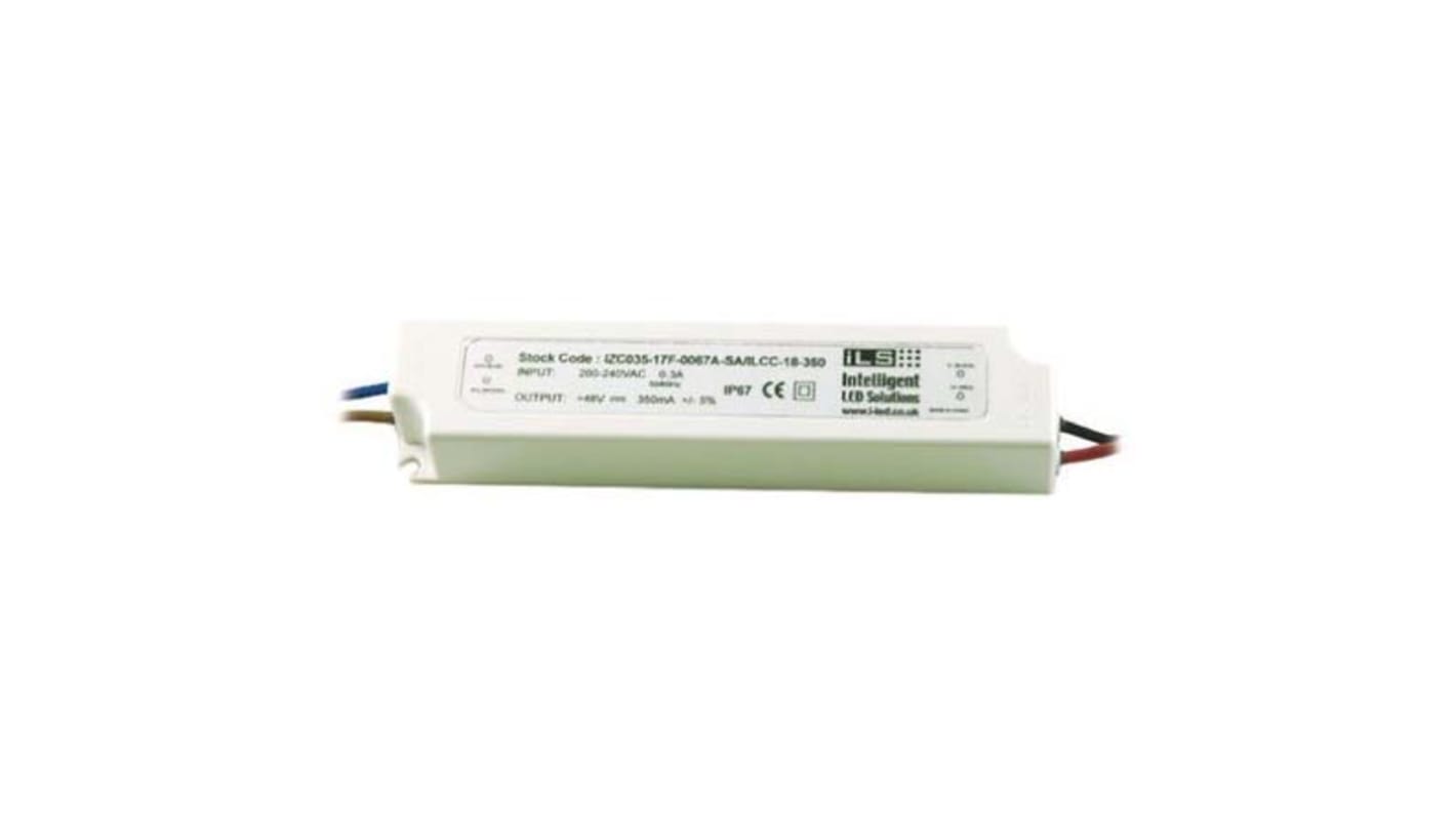 Driver LED corriente constante ILS, IN: 180 → 264 V, OUT: 6 → 48V, 350mA, 18W, IP67