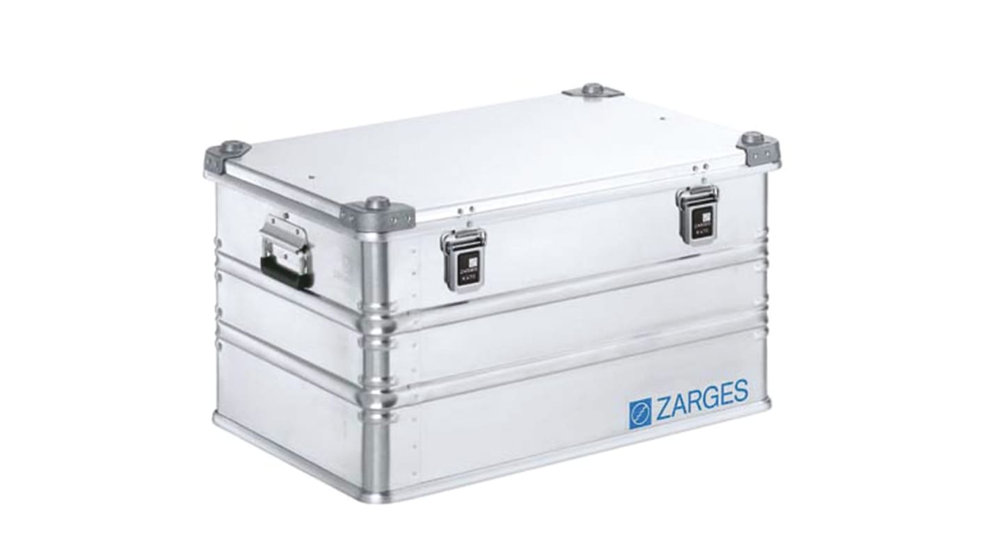 Zarges 铝航空箱, 防水, 外部740 x 510 x 410mm, 内部690 x 460 x 380mm, 带锁, 银色, K 470系列
