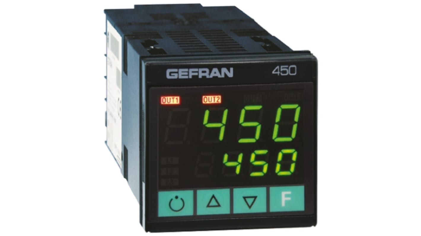 Gefran 450 PID Temperature Controller, 48 x 48 (1/16 DIN)mm, 2 Output Logic, Relay, 100 → 240 V ac Supply Voltage