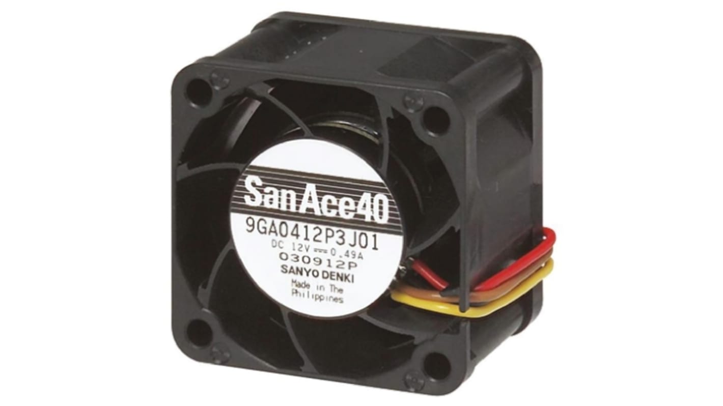 Sanyo Denki San Ace 9GA Series Axial Fan, 12 V dc, DC Operation, 156m³/h, 11.28W, 940mA Max, 80 x 80 x 38mm