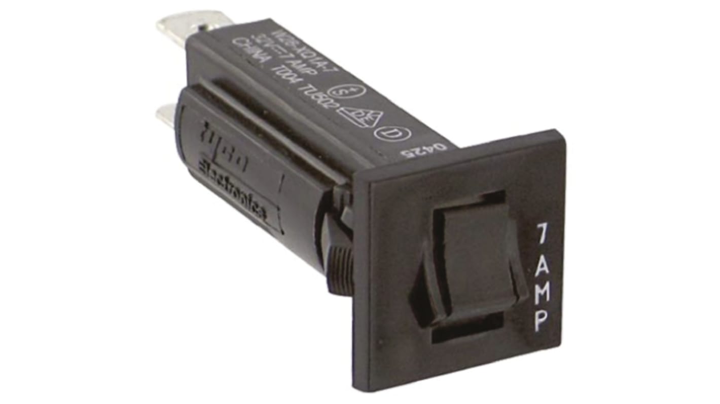 TE Connectivity Thermal Circuit Breaker - W28  Single Pole 32 V dc, 250V ac Voltage Rating, 7A Current Rating