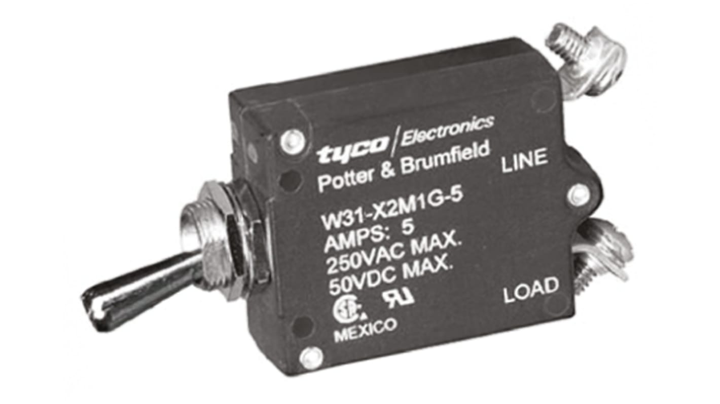 TE Connectivity W31 Thermischer Überlastschalter / Thermischer Geräteschutzschalter, 1-polig, 5A, 50 V dc, 240V ac,