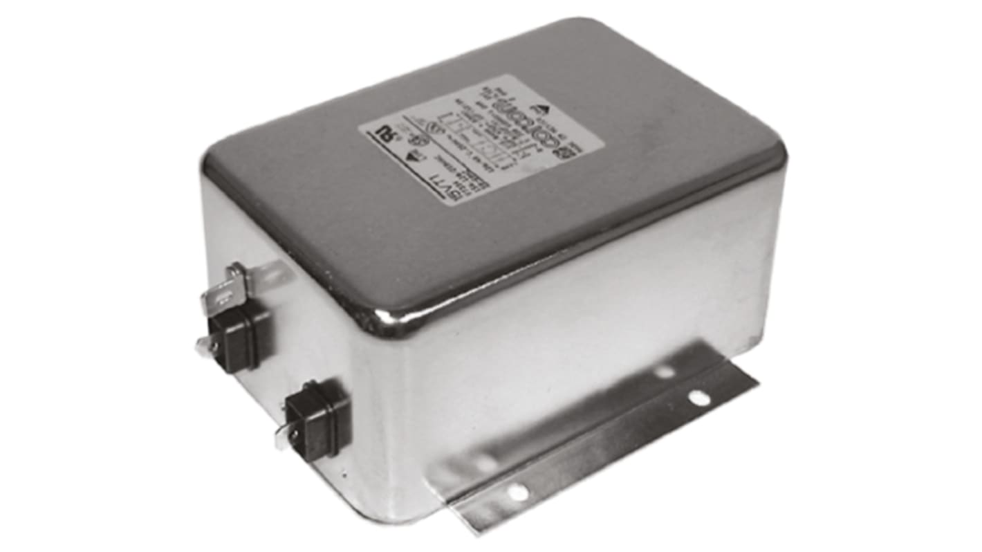 TE Connectivity 单相RFI滤波器, 10A, 250 V 交流, 50/60Hz, 法兰安装, Fast-On接端, Corcom T系列