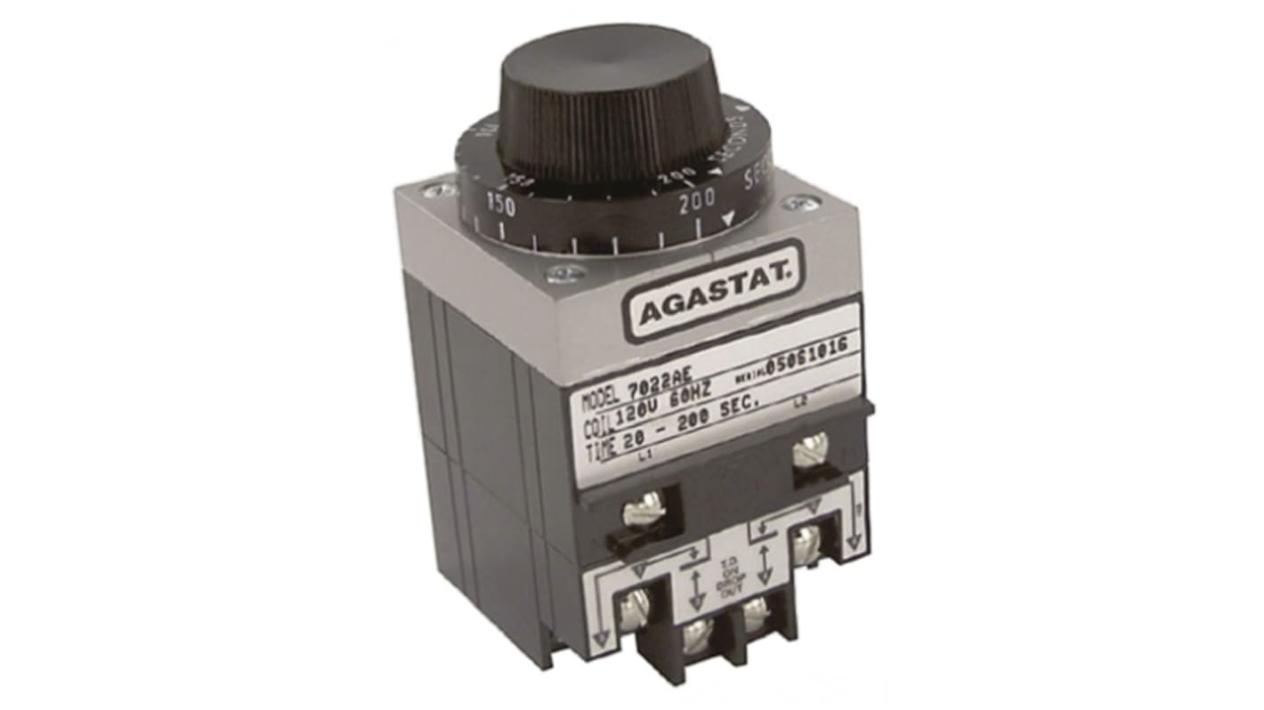 TE Connectivity 7000 Series Panel Mount Timer Relay, 2-Contact, 20 → 200s, DPDT