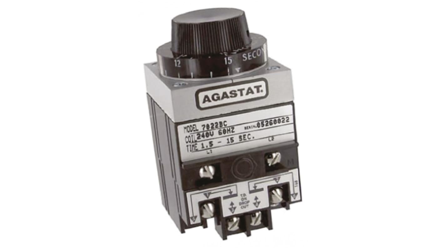 TE Connectivity 7000 Series Panel Mount Timer Relay, 2-Contact, 1.5 → 15s, DPDT