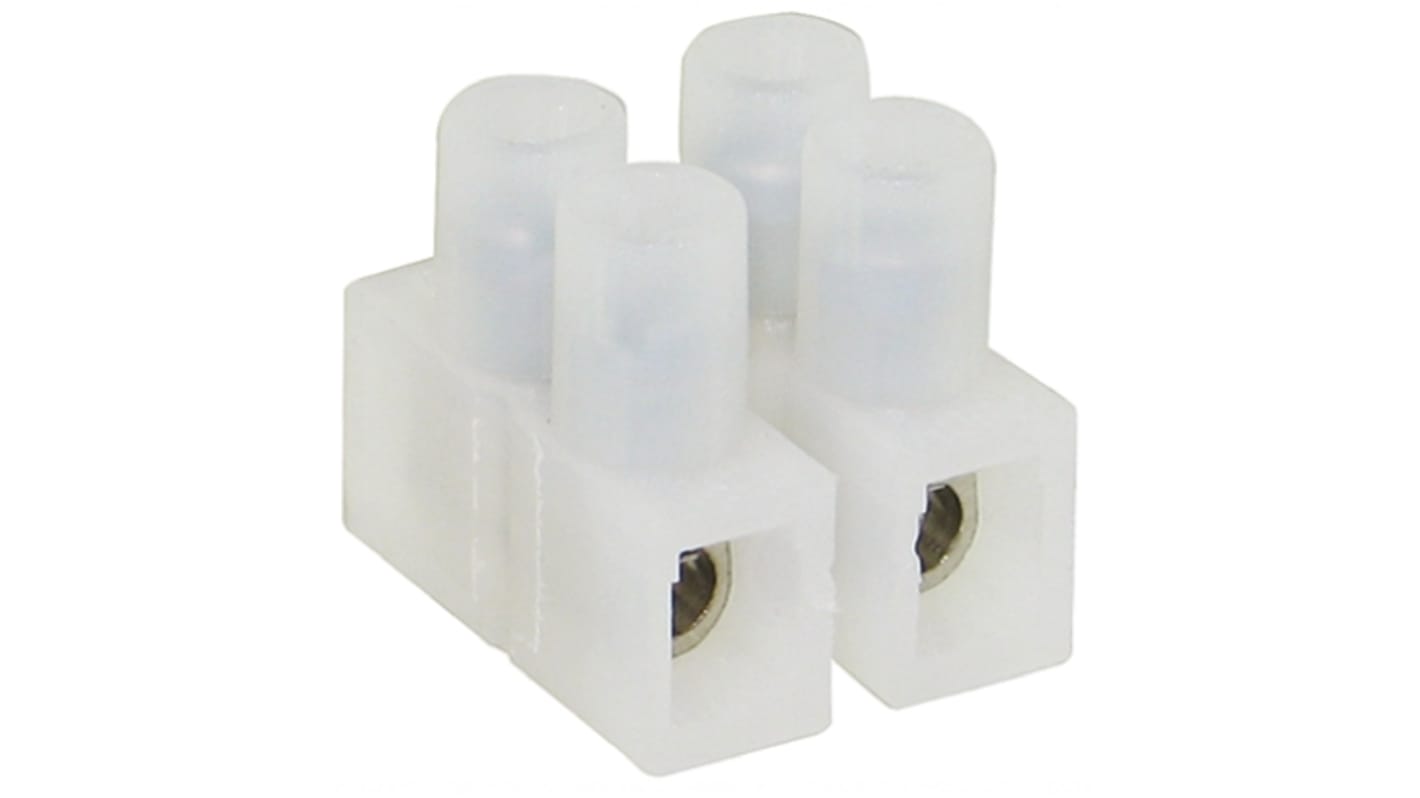 TE Connectivity Nylon Klemmstreifen transparent, Schraubanschluss 2-polig, Raster 8mm 26 → 12 AWG / 30A