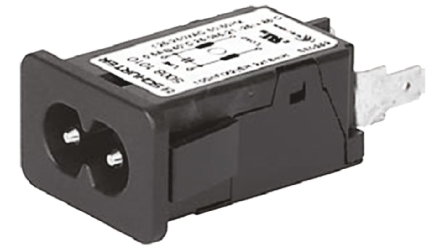 Schurter 2.5A, 250 V ac Male Snap-In Filtered IEC Connector 5008.1012, Faston