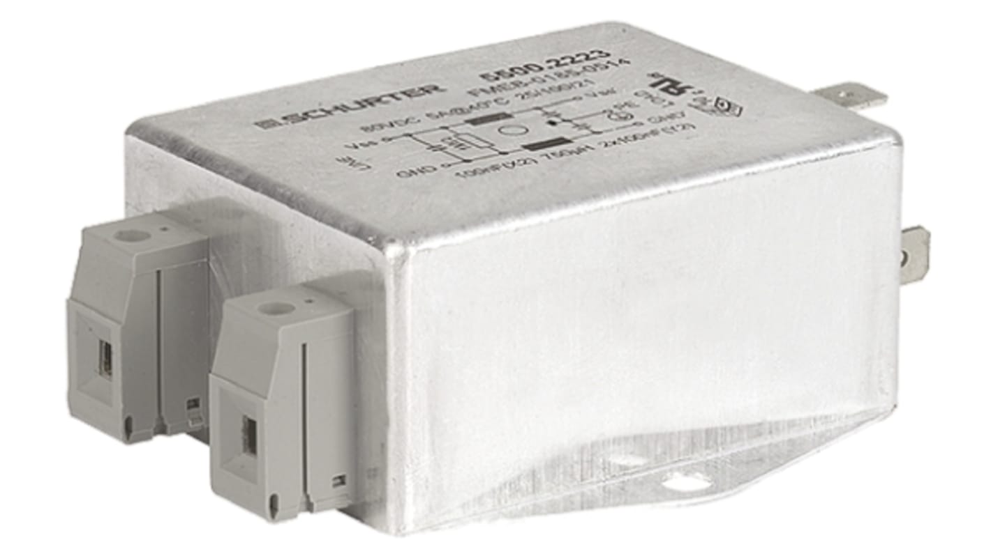 Schurter 单相EMC滤波器, 10A, 80 V 直流, 底盘安装, 螺钉接端, 一阶, FMEB系列