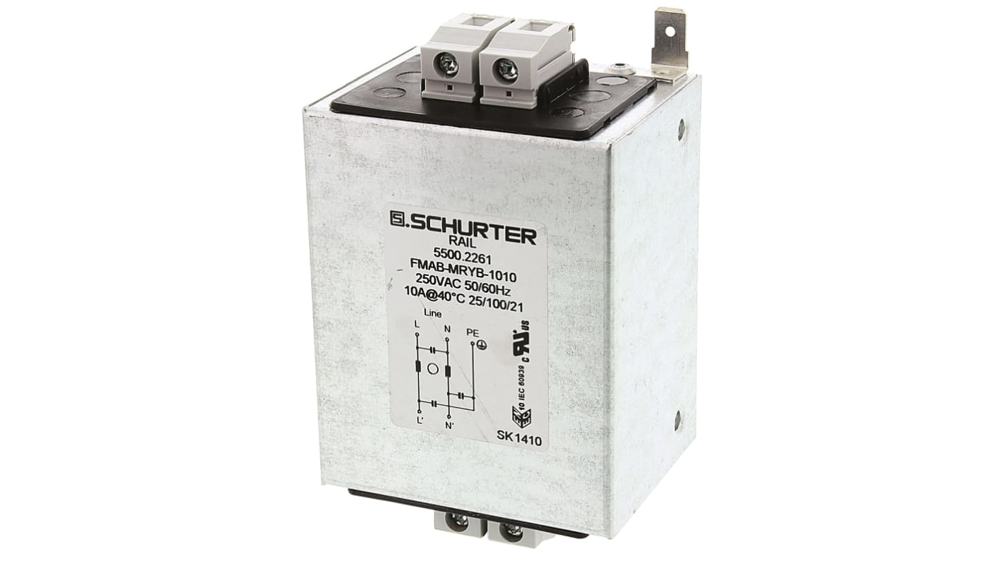 Schurter, FMBB RAIL 3A 250 V ac 50 → 60Hz, DIN Rail RFI Filter, Screw, Single Phase