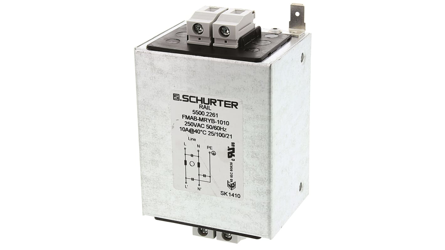 Schurter, FMAC RAIL 6A 250 V ac 50 → 60Hz, DIN Rail RFI Filter, Screw, Single Phase