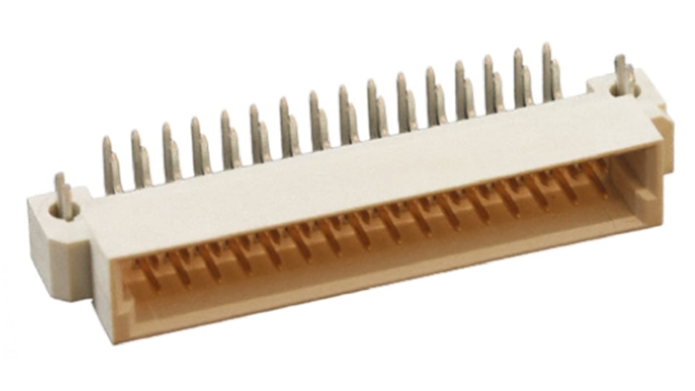TE Connectivity Eurocard 32 Way 2.54mm Pitch, Type B, 2 Row, Angled DIN 41612 Connector, Plug