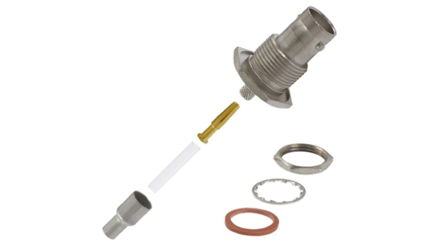 TE Connectivity, Jack Panel Mount BNC Connector, 50Ω, Crimp Termination, Straight Body