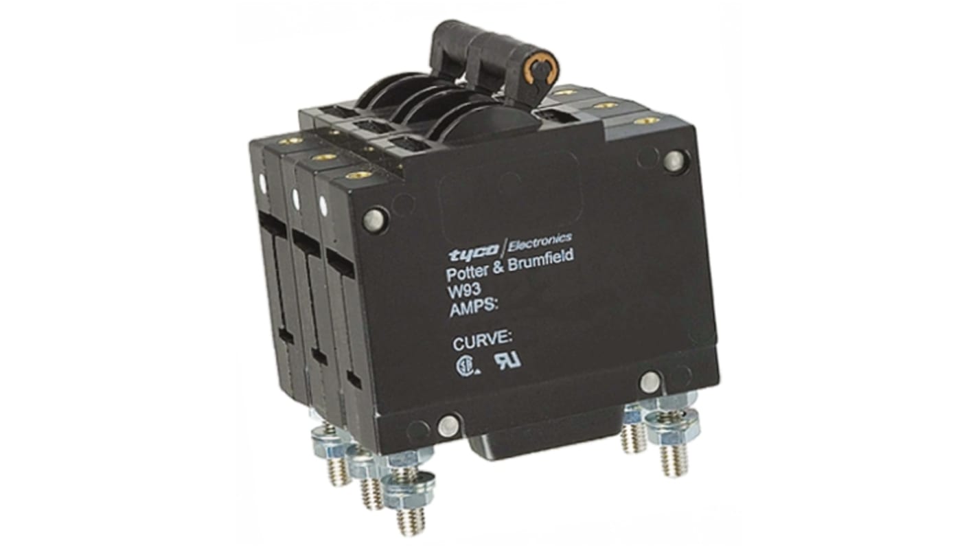 TE Connectivity Thermal Magnetic Circuit Breaker - W93 3 Pole 277V ac Voltage Rating, 20A Current Rating