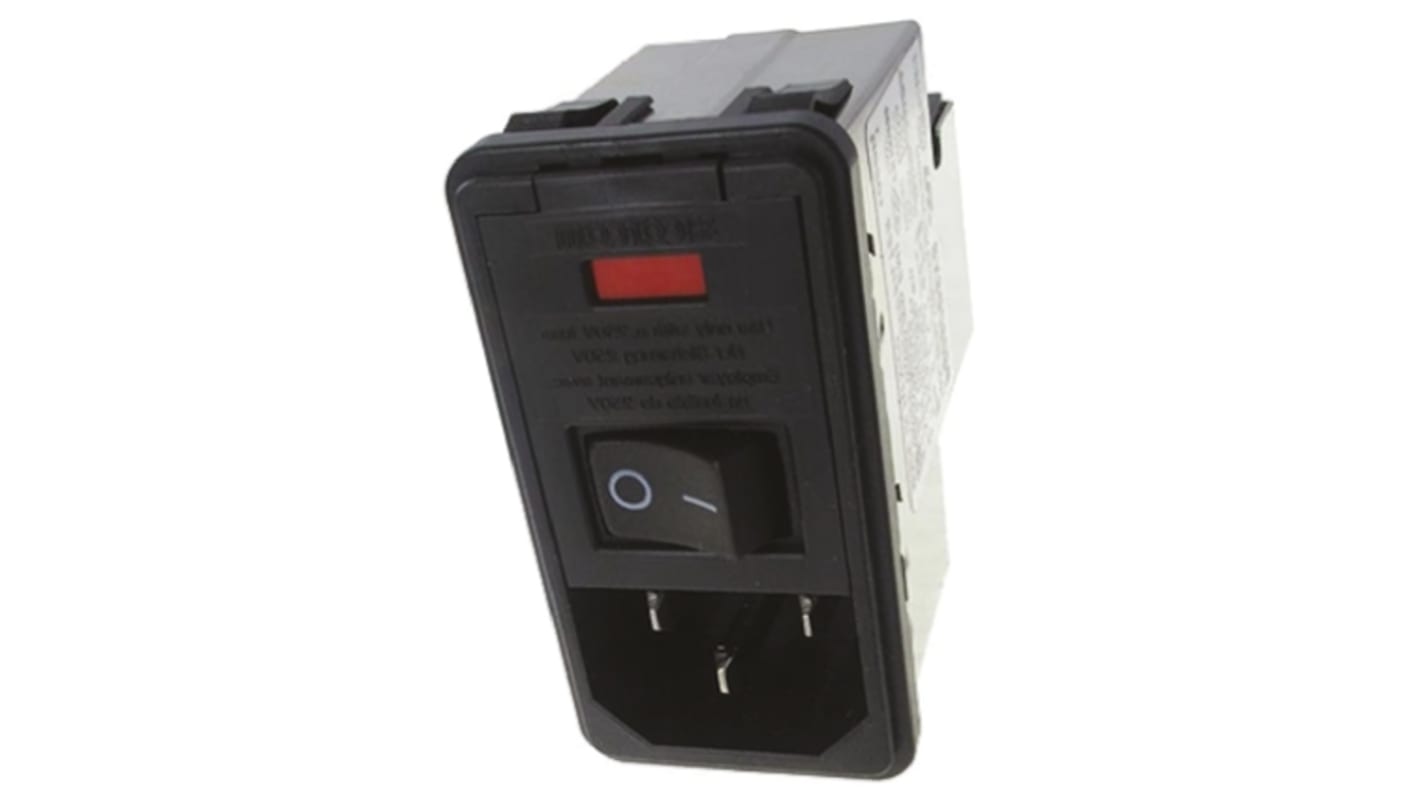 TE Connectivity 10A, 250 V ac Male Snap-In IEC Filter 2 Pole PS0S0DSXB, Spade 2 Fuse