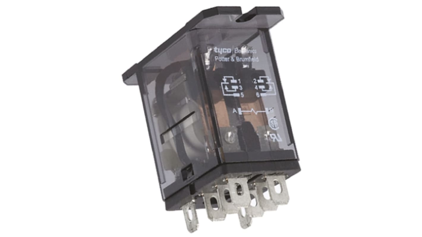 TE Connectivity Plug In Non-Latching Relay, 110V dc Coil, DPDT
