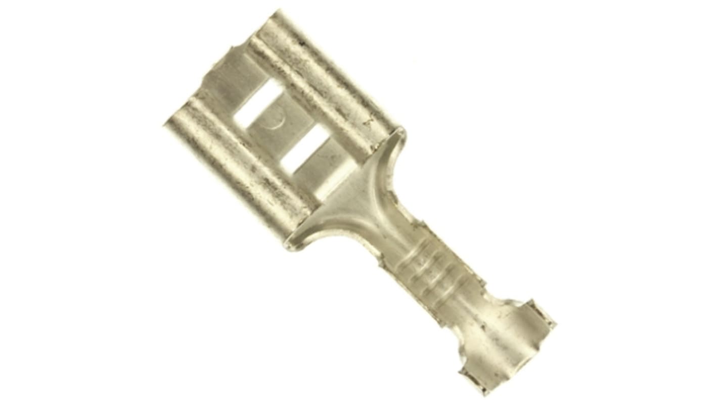 TE Connectivity FASTON .250 Uninsulated Female Spade Connector, Receptacle, 6.35 x 0.81mm Tab Size, 0.3mm² to 0.8mm²