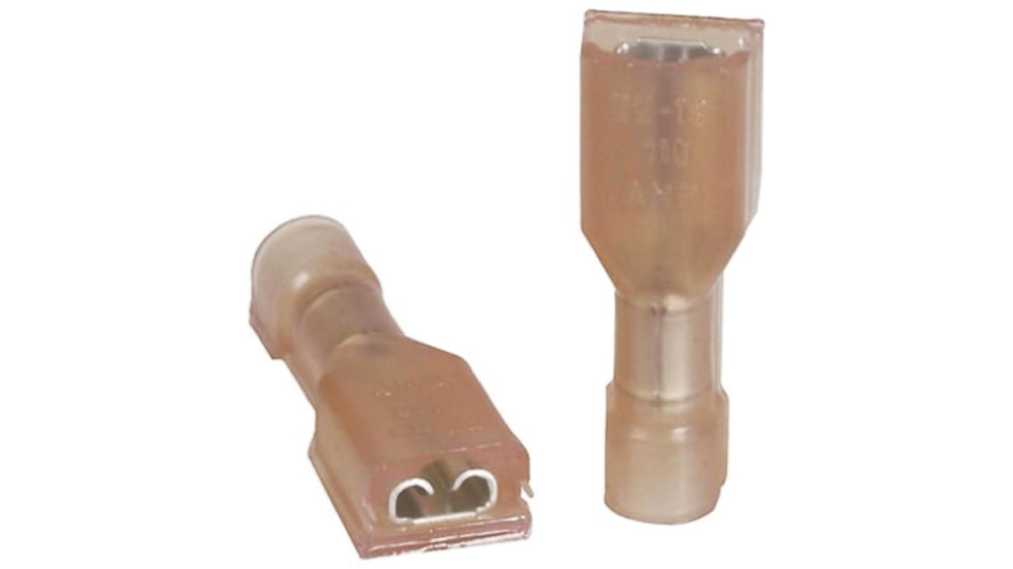 TE Connectivity Ultra Fast 110/0.125 Series Red Insulated Female Spade Connector, Receptacle, 2.79 x 0.41mm Tab Size,