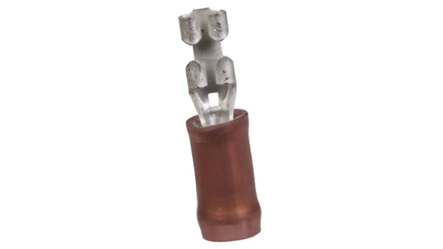 TE Connectivity PIDG FASTON .110 Red Insulated Female Spade Connector, Receptacle, 2.79 x 0.41mm Tab Size, 0.3mm² to