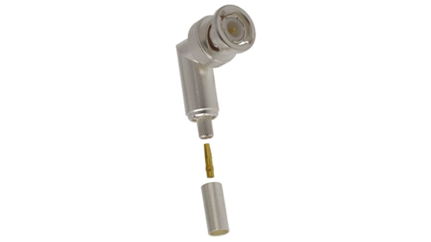 TE Connectivity, Plug Cable Mount BNC Connector, 50Ω, Crimp Termination, Right Angle Body