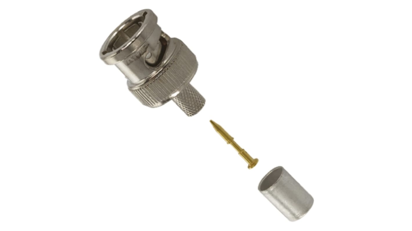 TE Connectivity, Plug Cable Mount BNC Connector, 75Ω, Crimp Termination, Straight Body