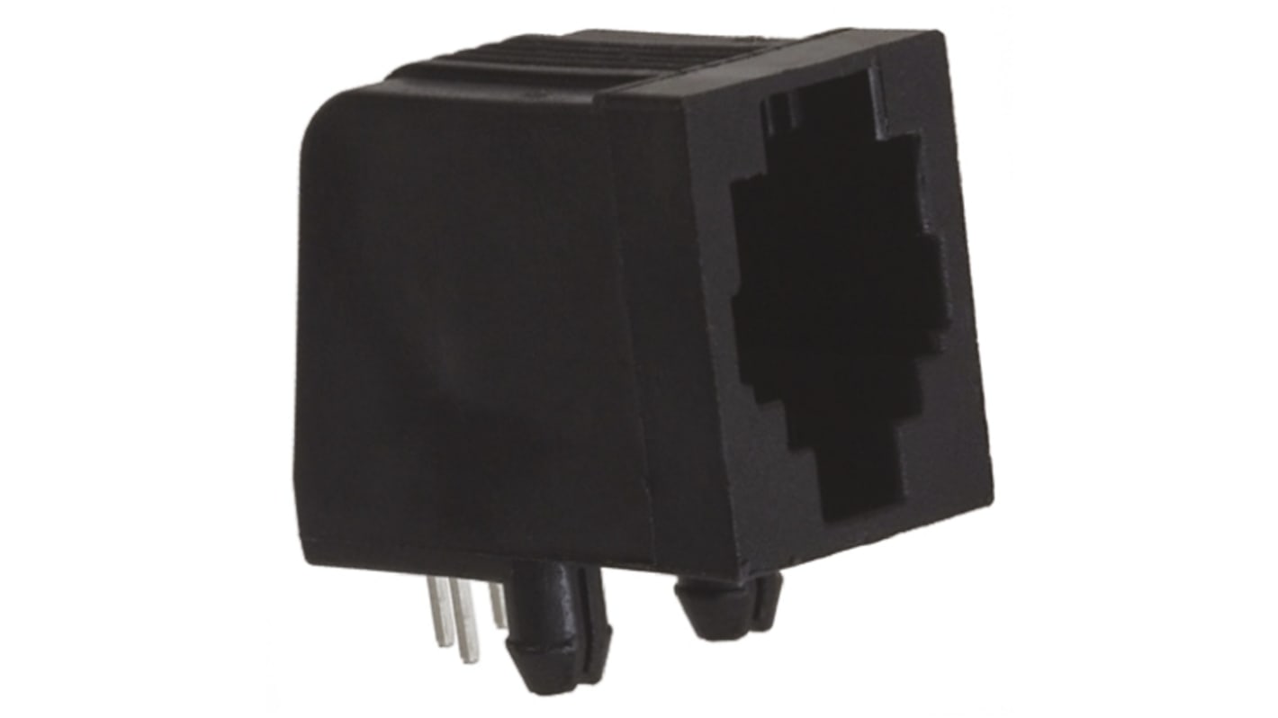 TE Connectivity 5555980 Series Female RJ22 Connector, Through Hole, Cat3, UTP Shield Right Angle 4P4C -Way