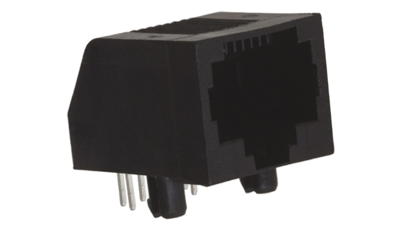 TE Connectivity 5555164 Series Female RJ45 Connector, Through Hole, Cat3 Right Angle 1 Port 8C -Way