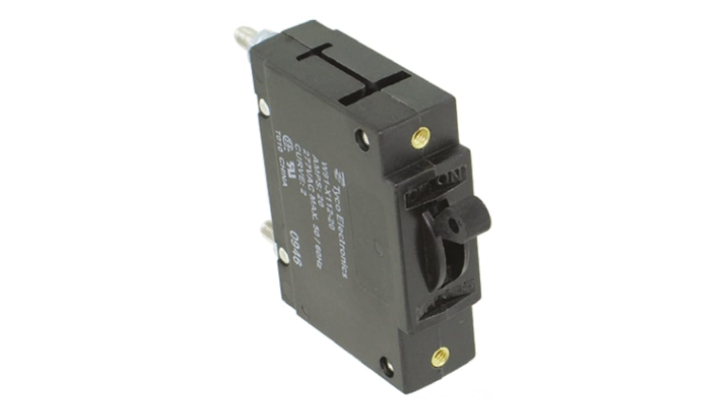 TE Connectivity Thermal Magnetic Circuit Breaker - W91  Single Pole 277V ac Voltage Rating, 20A Current Rating