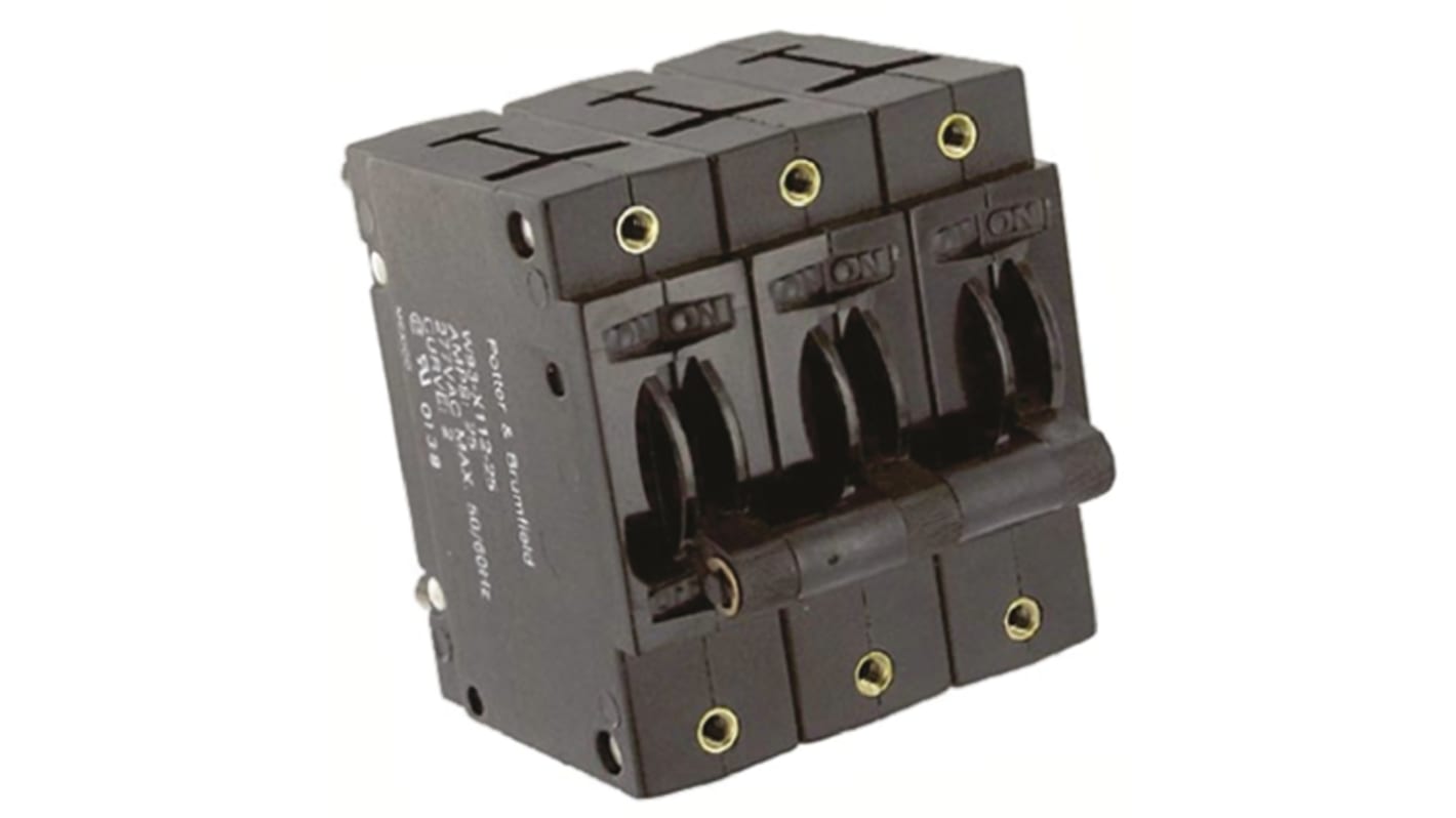 TE Connectivity Thermal Magnetic Circuit Breaker - W93 3 Pole 277V ac Voltage Rating, 25A Current Rating