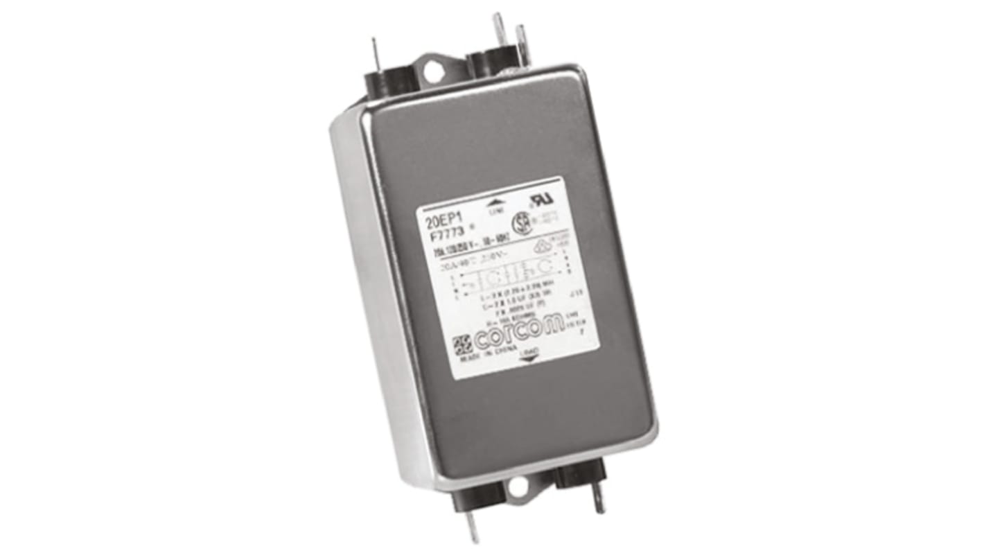 TE Connectivity, Corcom EP 20A 250 V ac 50/60Hz, Flange Mount RFI Filter, Fast-On, Single Phase